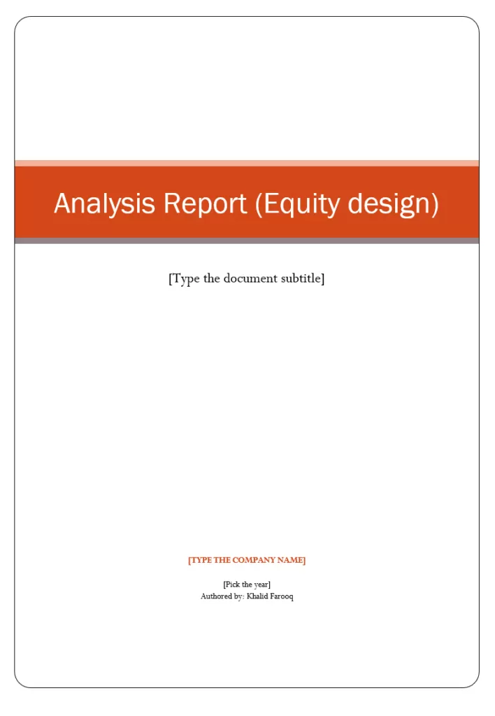 Analysis Report Format