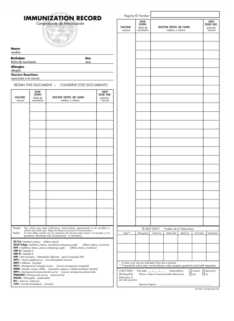 Immunize Record Form