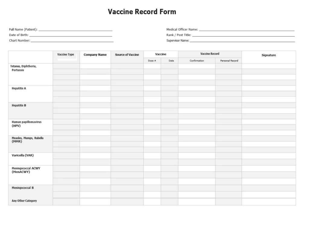 Vaccination Record Form