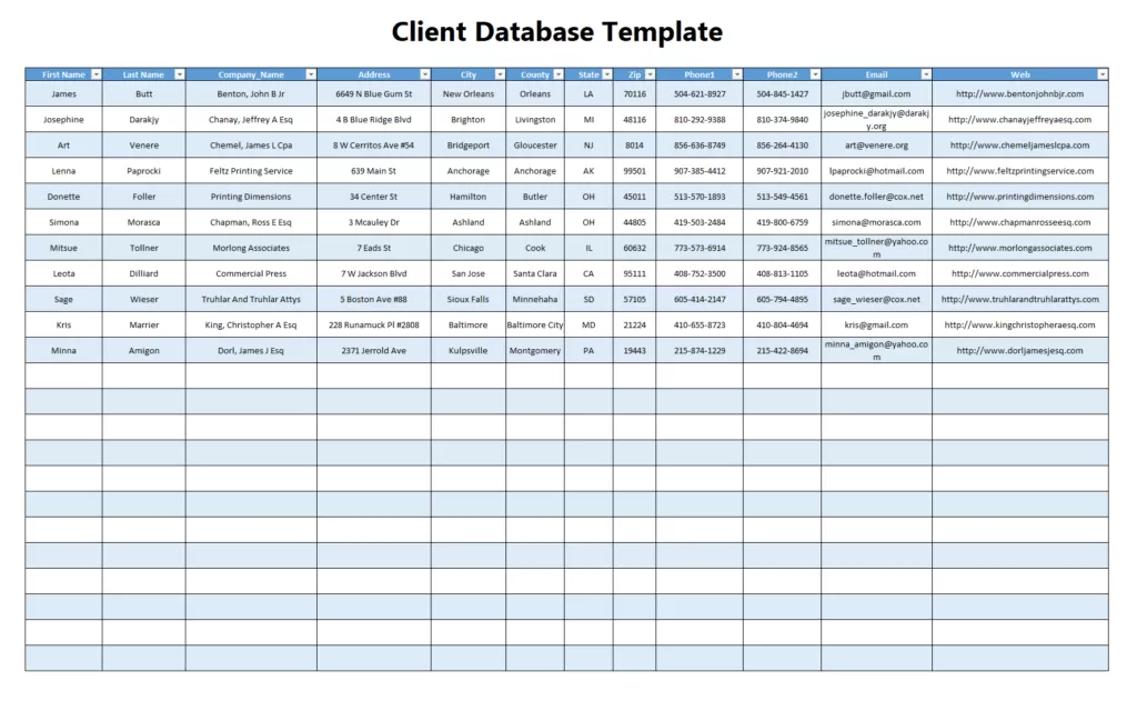 Client Database Template