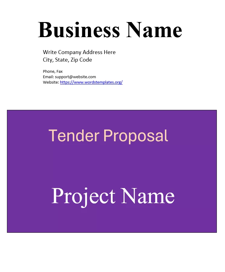 Tender Project Proposal Template