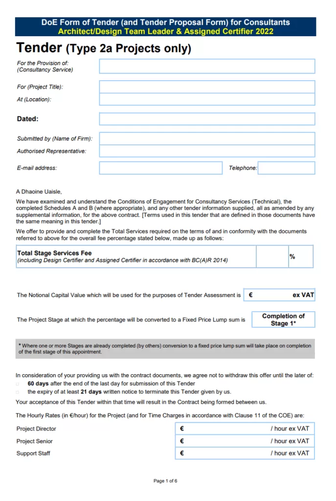 Tender Proposal Form