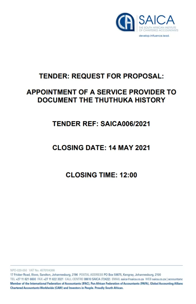 Tender Request for Proposal Template