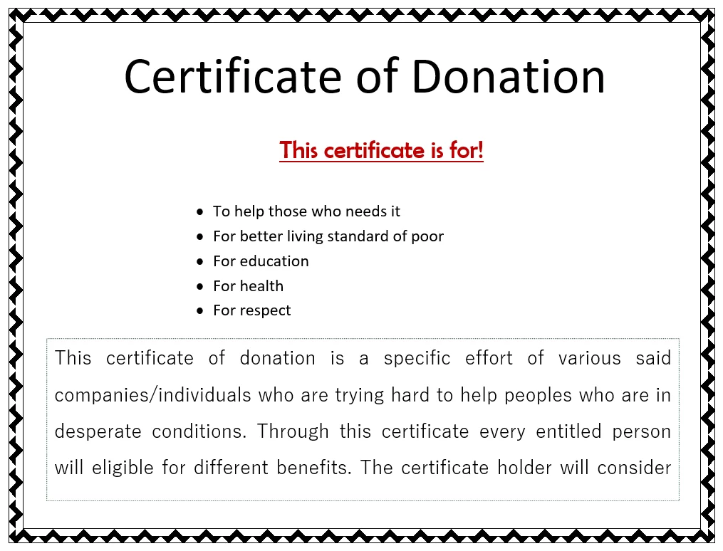 Certificate of Donation Template