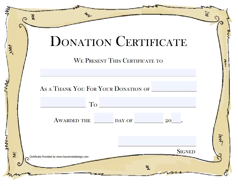 Donation Certificate Design Template