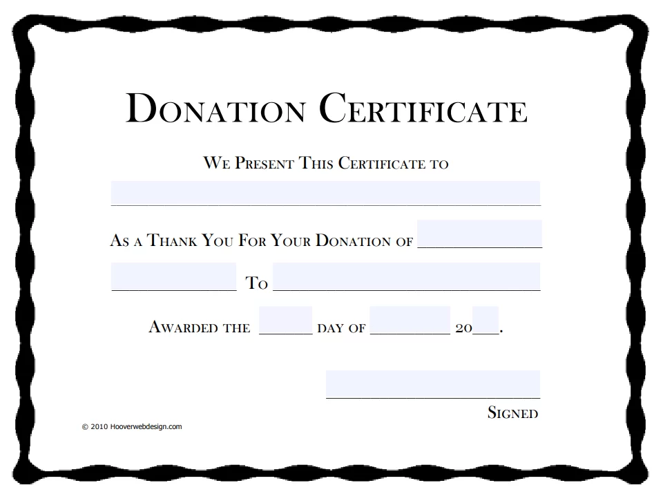 Donation Certificate Example